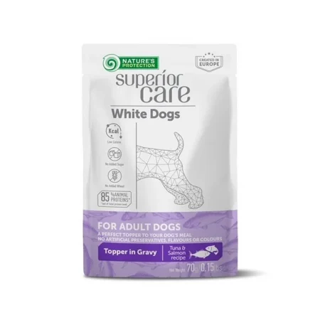 Set 24 buc x Gustari pentru caini N.P. Superior Care White Dogs cu ton  somon 70 gr