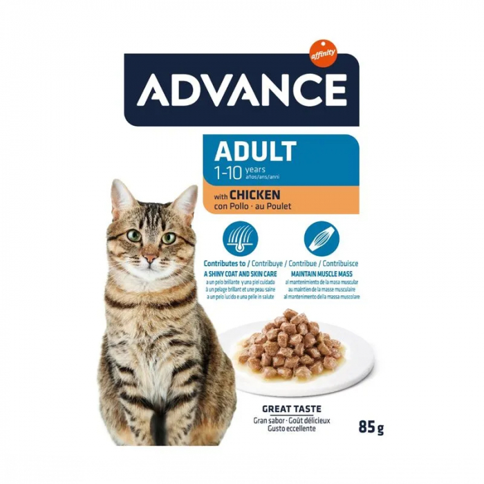 Set 12 buc x 85 gr Hrana umeda pentru pisici Advance cu pui [2]