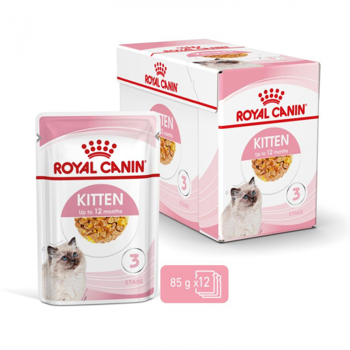 Set 12 buc x 85 gr Hrana umeda pentru pisici Royal Canin Kitten in Jelly