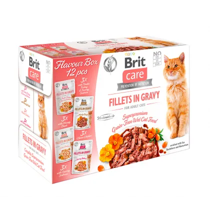Set 12 buc x Hrana umeda pentru pisici Brit Care Flavour Fillet in Gravy 85 gr