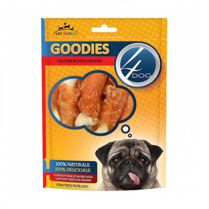 Set 12 buc x Recompense pentru caini 4Dog Goodies Calcium Bone & Chicken 100 gr [2]