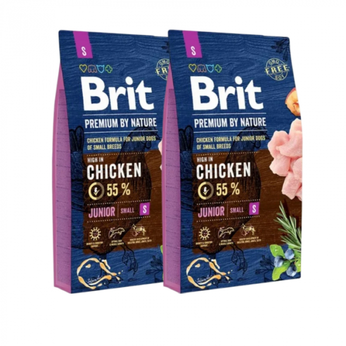 Oferta 2 saci x 8 kg Hrana uscata pentru caini Brit Junior S