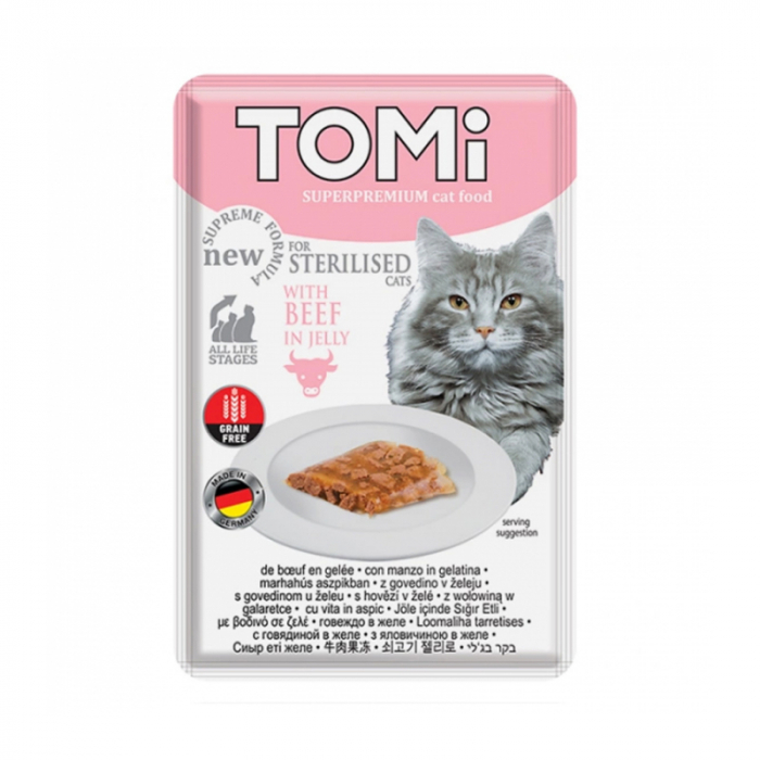 Set 22 buc x 85 gr Hrana umeda pentru pisici Tomi Sterilised cu vita