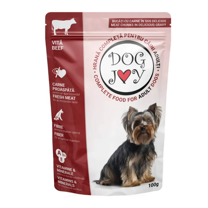 Set 24 buc x Hrana umeda pentru caini Dog Joy Adult cu vita 100 gr [2]