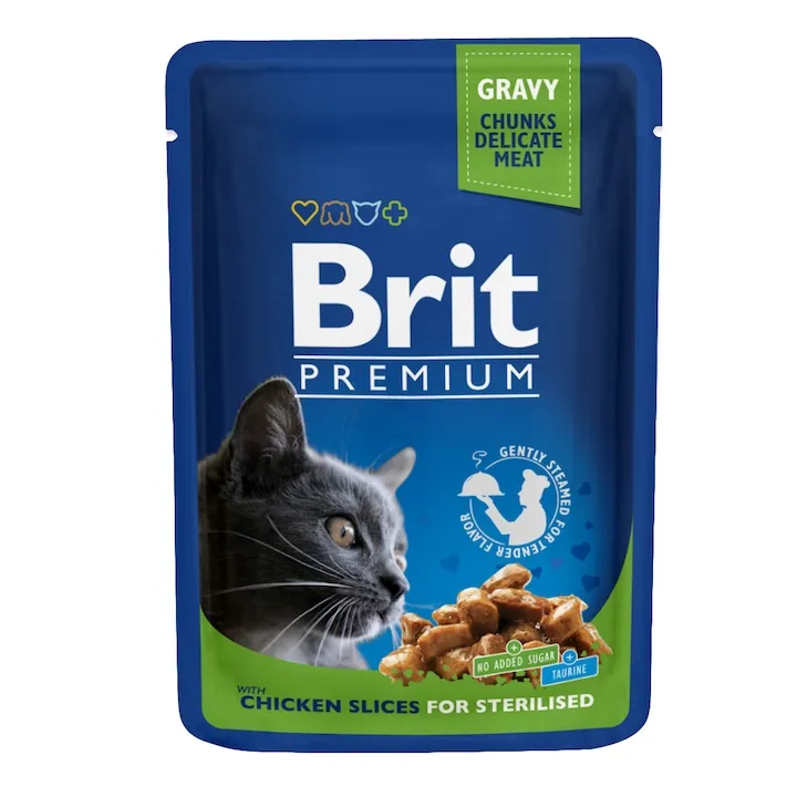Set 24 buc x 100 gr Hrana umeda pentru pisici Brit Sterilised cu pui [2]