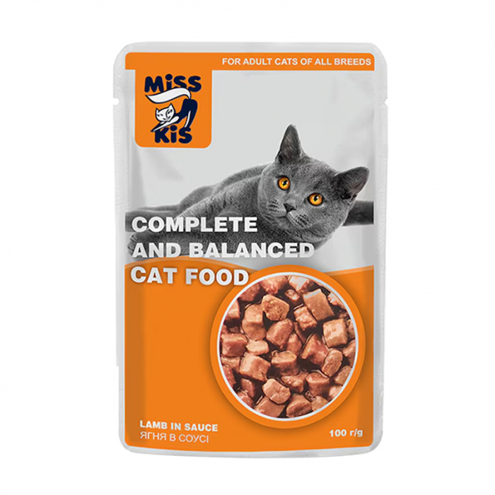 Set 24 buc x 100 gr Hrana umeda pentru pisici Miss Kis cu miel