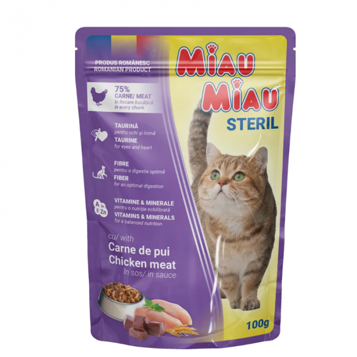 Set 24 buc x Hrana umeda pentru pisici Miau Miau Sterilised 100 gr [2]