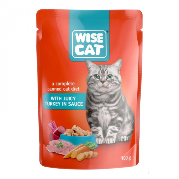 Set 24 buc x 100 gr Hrana umeda pentru pisici Wise cu curcan [2]