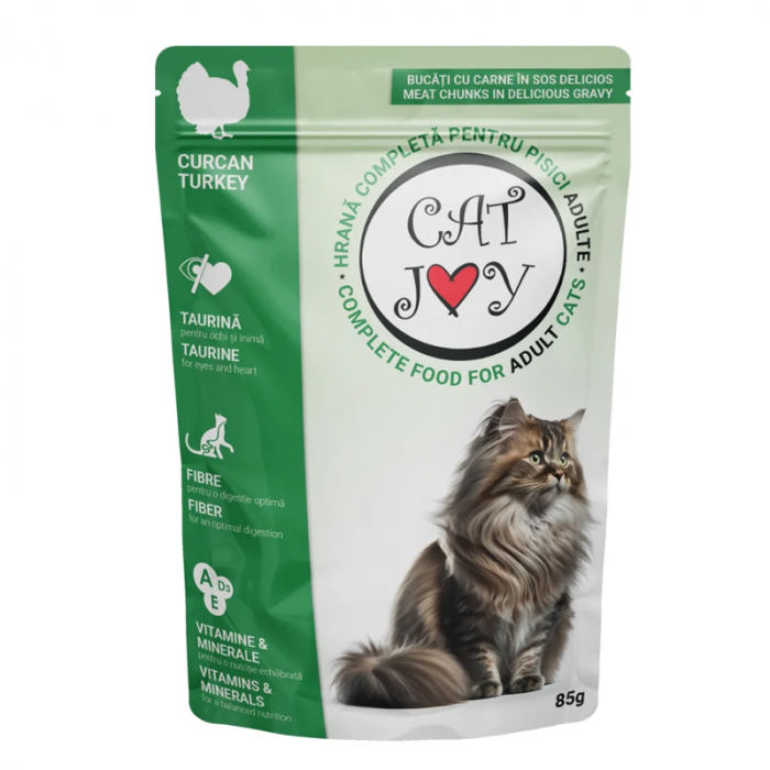 Set 24 buc x 85 gr Hrana umeda pentru pisici adulte Cat Joy cu curcan in sos [2]