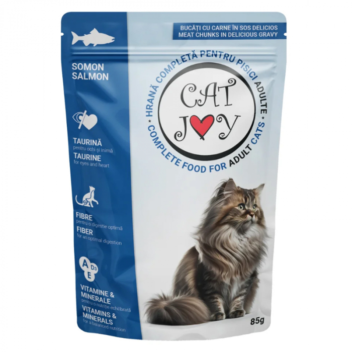 Set 24 buc x Hrana umeda pentru pisici adulte Cat Joy cu somon in sos 85 gr [2]