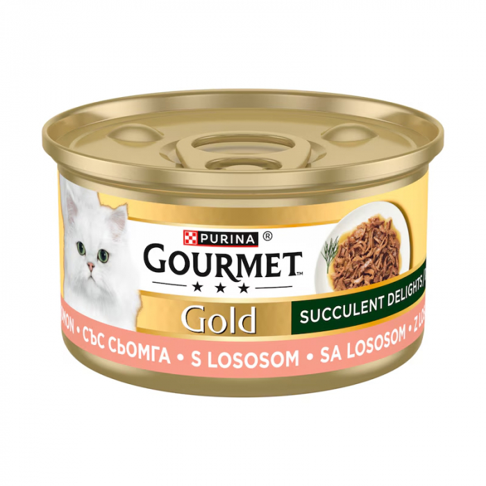 Set 24 buc x 85 gr Hrana umeda pentru pisici Gourmet Gold Succulent Delights cu somon [2]