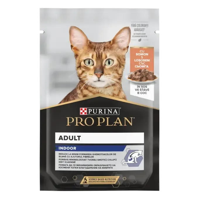 Set 26 buc x 85 gr Hrana umeda pentru pisici Pro Plan Indoor cu somon in sos [2]