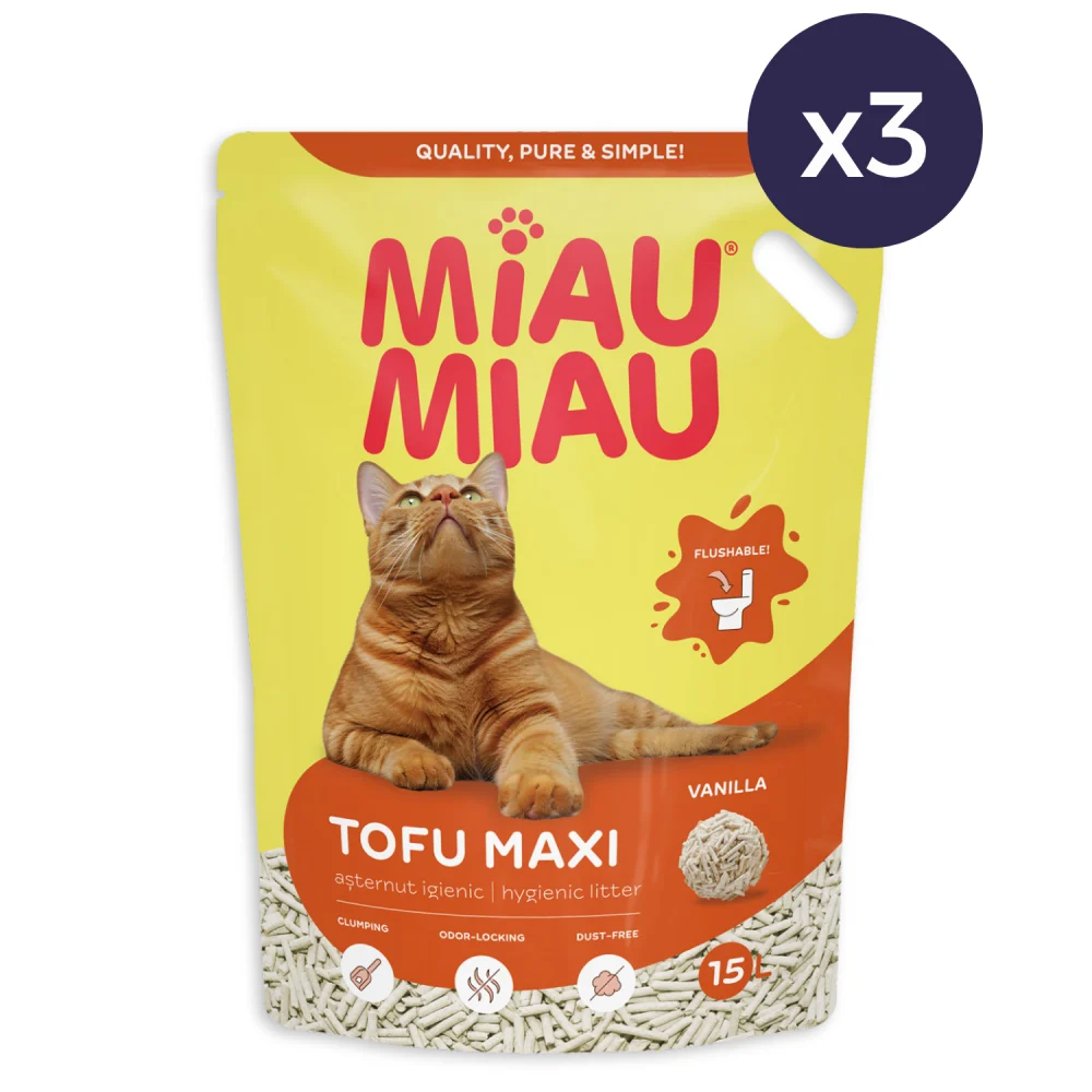 Set 3 buc x Asternut igienic pentru pisici Miau Miau Tofu Vanilie 15L [2]