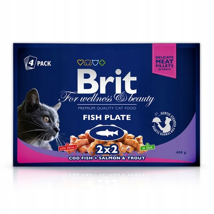 Set 4 buc x Hrana umeda pentru pisici Brit Premium Multipack cu peste 100 gr