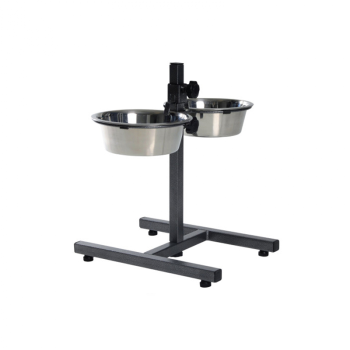 Stativ reglabil cu 2 castroane din inox 2 x 1,8 L 20 cm