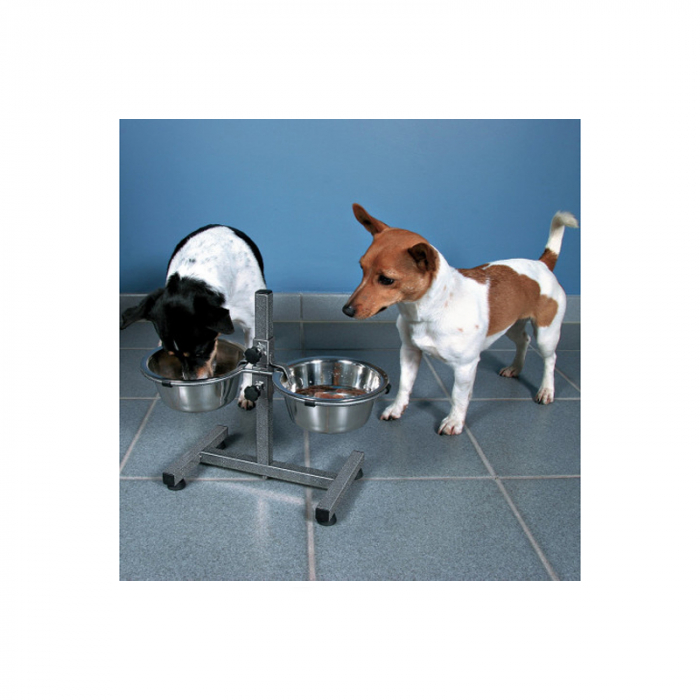 Stativ reglabil cu 2 castroane din inox 2 x 1,8 L/20 cm [2]