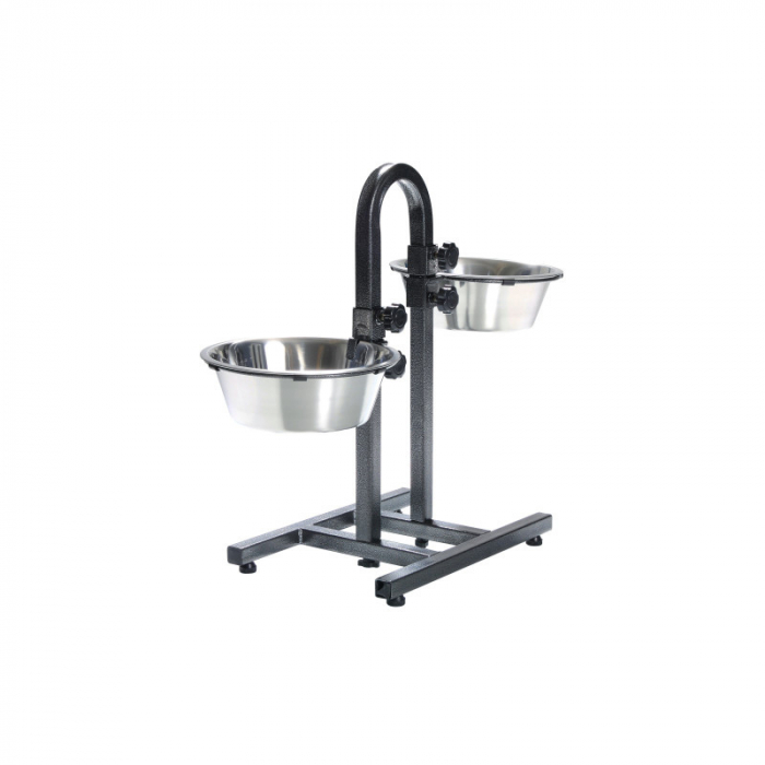 Stativ reglabil cu 2 castroane din inox 2 x 2,8 L 24 cm