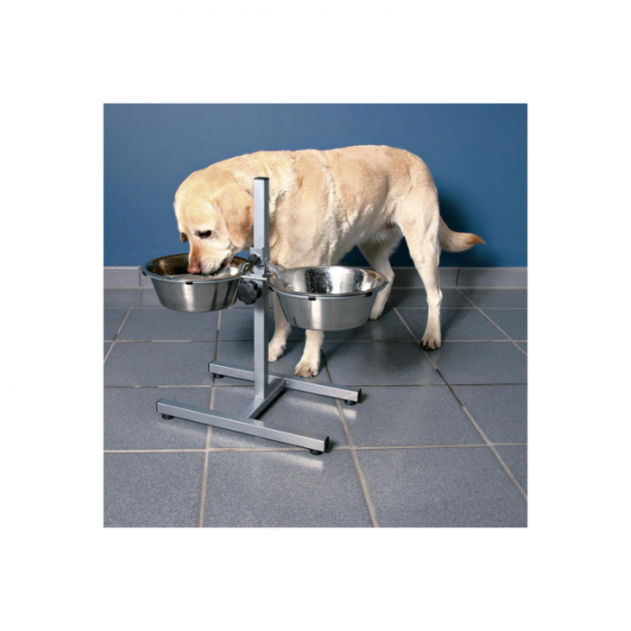 Stativ reglabil cu 2 castroane din inox 2 x 4,5 L/28 cm [2]