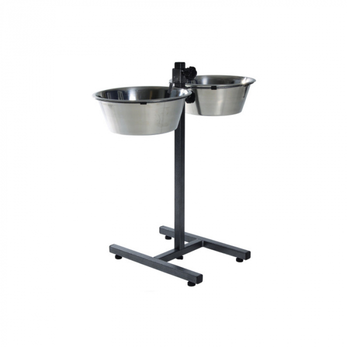 Stativ reglabil cu 2 castroane din inox 2 x 4,5 L 28 cm
