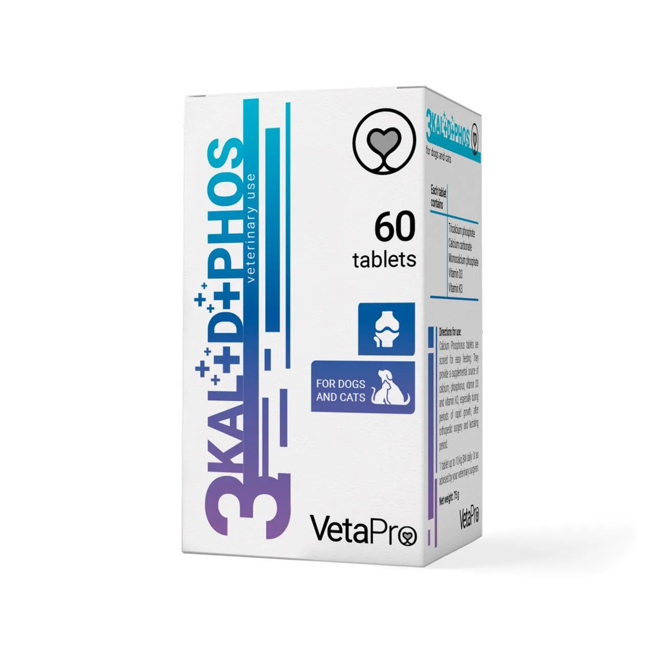 Supliment pentru caini & pisici Vetapro Complex 3 KAL + D+ PHOS 60 tab [3]