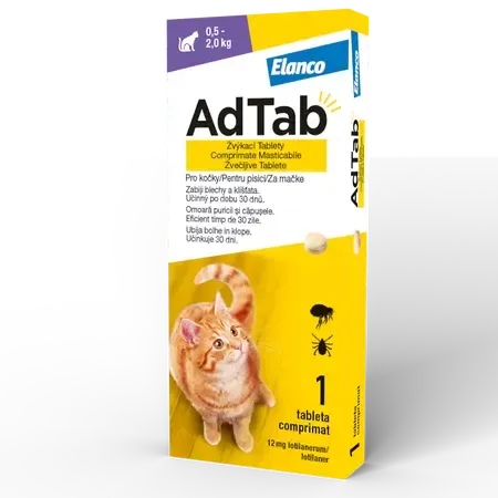 Tableta antiparazitara pentru pisici AdTab 0,5 - 2 kg