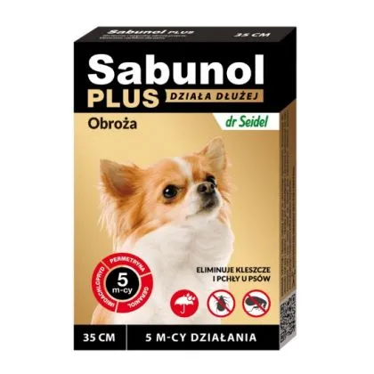 Zgarda antiparazitara pentru caini intre 2 - 10 kg Sabunol Plus 35 cm