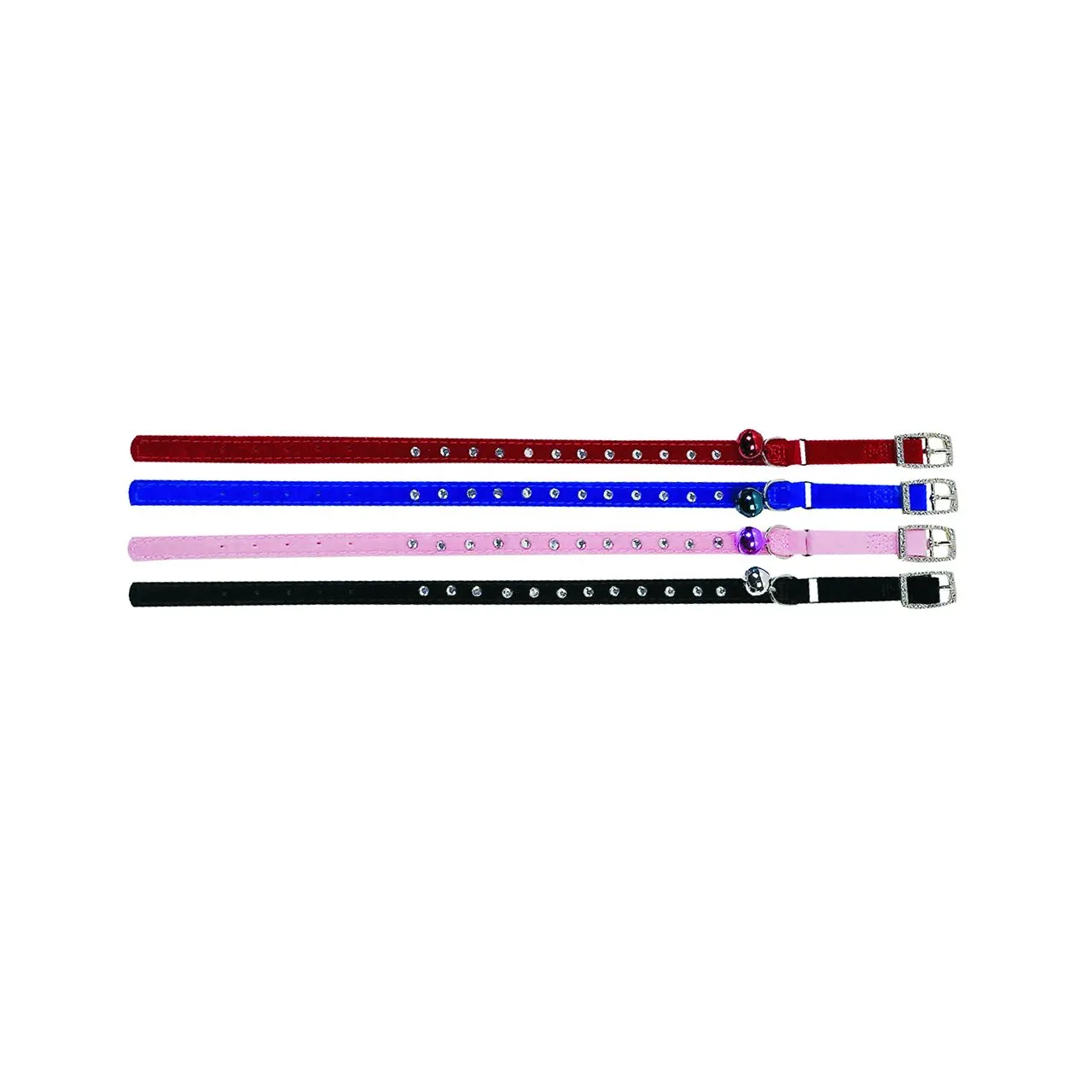 Zgarda pentru pisici Flamingo cu clopotel  strasuri 30 cm x 10 mm