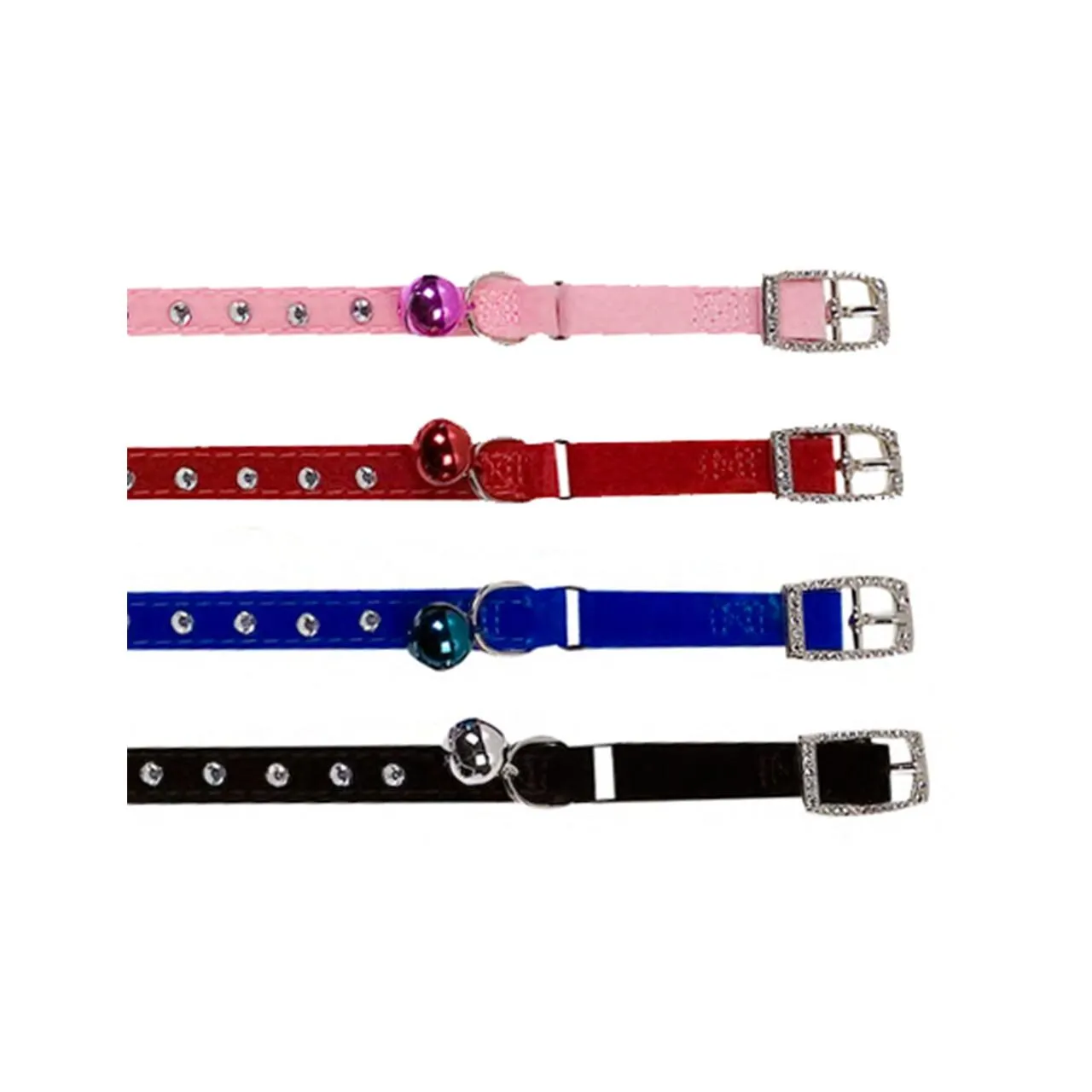 Zgarda pentru pisici Flamingo cu clopotel & strasuri 30 cm x 10 mm [2]