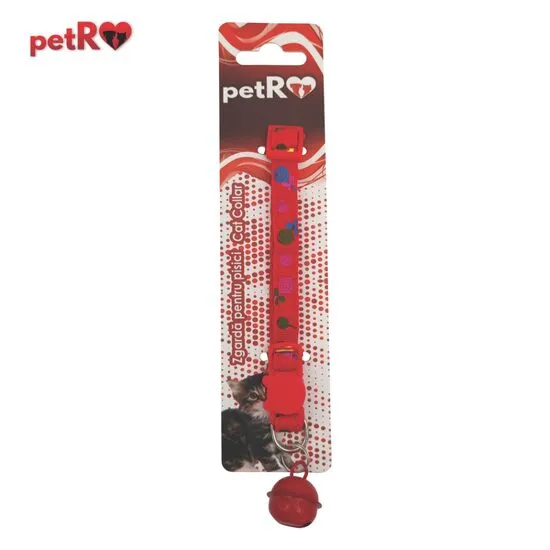 Zgarda pentru pisici rosie cu flori Petro 20-35 cm