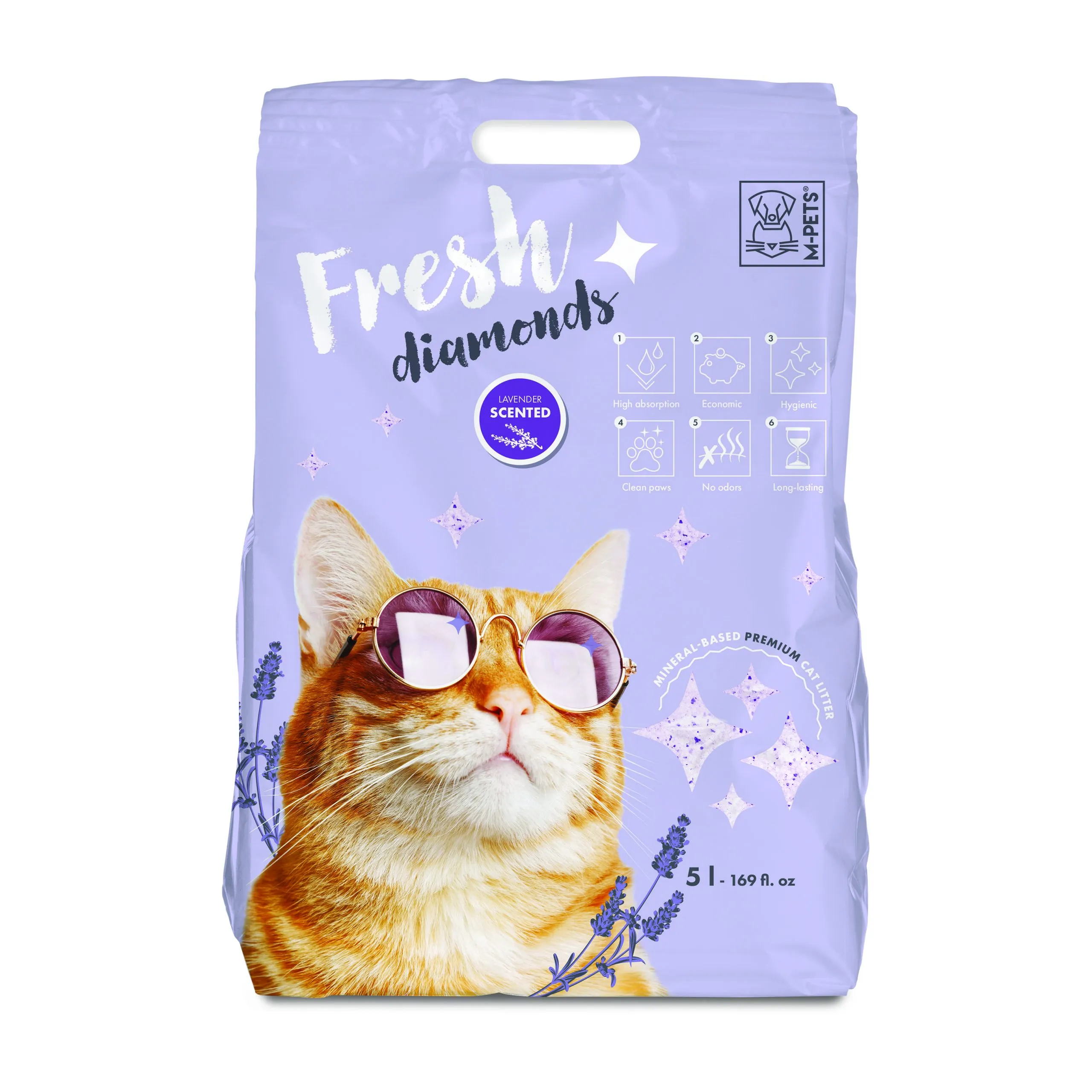 Ingrijire pisici - Asternut igienic pentru pisici Fresh Diamonds cu lavanda
