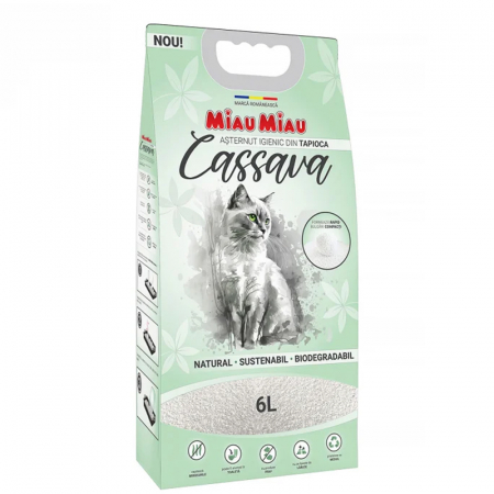 Asternut igienic pentru pisici Miau Miau Cassava 6 L / 2,5 kg