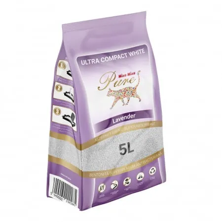 Pisici - Asternut igienic pentru pisici Miau Miau Pure White Lavender 5L