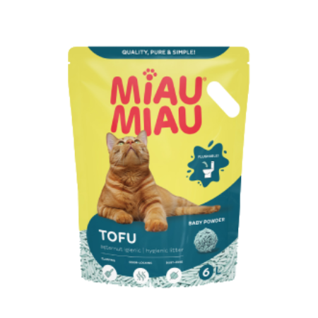 Pisici - Asternut igienic pentru pisici Miau Miau Tofu Baby Powder 6L