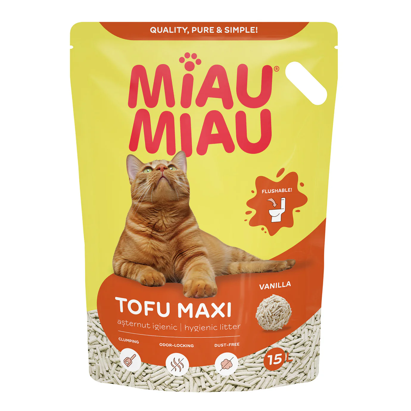 Asternut igienic - Asternut igienic pentru pisici Miau Miau Tofu Maxi Vanilie 15L