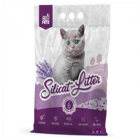 Ingrijire pisici - Asternut igienic pentru pisici Mon Petit Ami Silicat Lavanda 3,8L