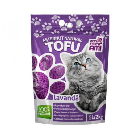 Ingrijire pisici - Asternut igienic pentru pisici Mon Petit Ami Tofu cu lavanda 5L / 2 kg