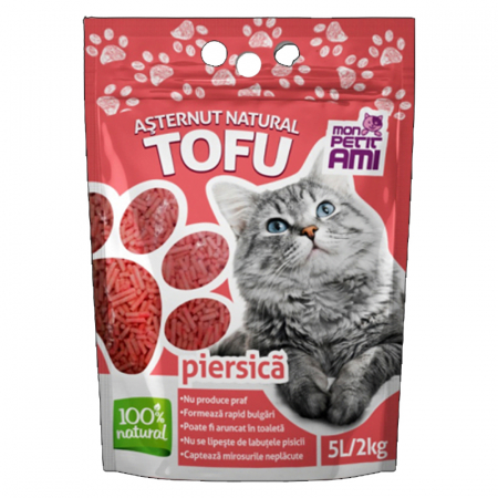 Ingrijire pisici - Asternut igienic pentru pisici Mon Petit Ami Tofu cu Piersica 5L