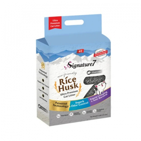 Ingrijire pisici - Asternut igienic pentru pisici Signature7 Charcoal Rice Husk 7L