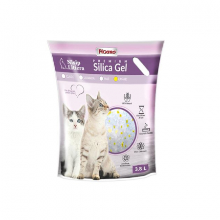 Ingrijire pisici - Asternut igienic pentru pisici Silica Gel Figaro 3,8L cu lamaie
