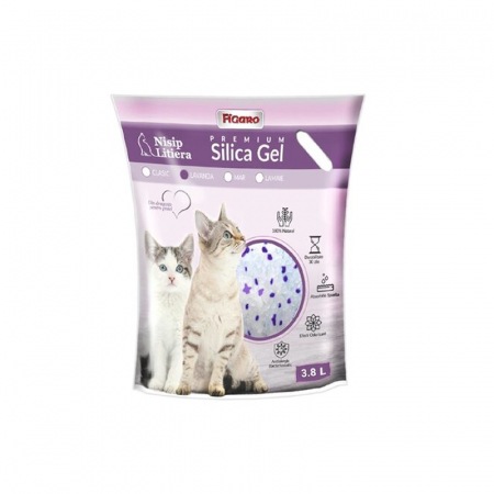 Ingrijire pisici - Asternut igienic pentru pisici Silica Gel Figaro 3,8L cu lavanda