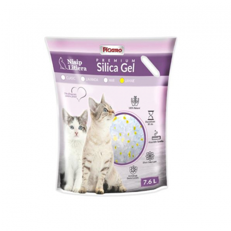 Ingrijire pisici - Asternut igienic pentru pisici Silica Gel Figaro 7,6L cu lamaie