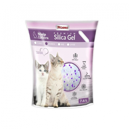 Ingrijire pisici - Asternut igienic pentru pisici Silica Gel Figaro 7,6L cu lavanda
