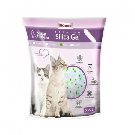 Ingrijire pisici - Asternut igienic pentru pisici Silica Gel Figaro 7,6L cu mar