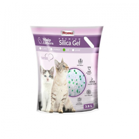 Ingrijire pisici - Asternut igienic pentru pisici Silica Gel Figaro 3,8L cu mar