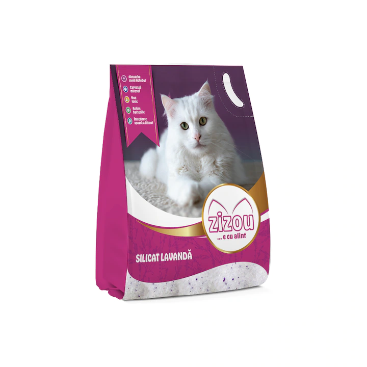 Pisici - Asternut igienic pentru pisici Silicat Zizou Lavanda 5L