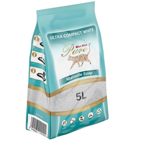 Asternut igienic - Asternutul igienic pentru pisici Miau Miau Pure Marseille Soap 5L