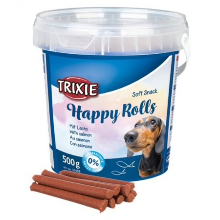 Recompense caini - Recompense pentru caini Soft Happy Rulouri cu somon 500 gr