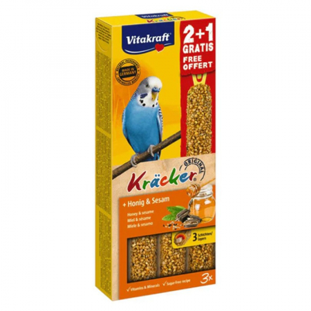 Batoane pasari - Baton pentru perusi Vitakraft cu miere si susan 2+1 GRATIS