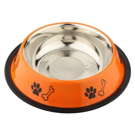 Castroane & boluri - Castron din inox antiderapant pentru caini 4Dog portocaliu 0,95 L