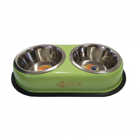Castron dublu 4Dog din inox pentru caini & pisici 2 x 0,95 L